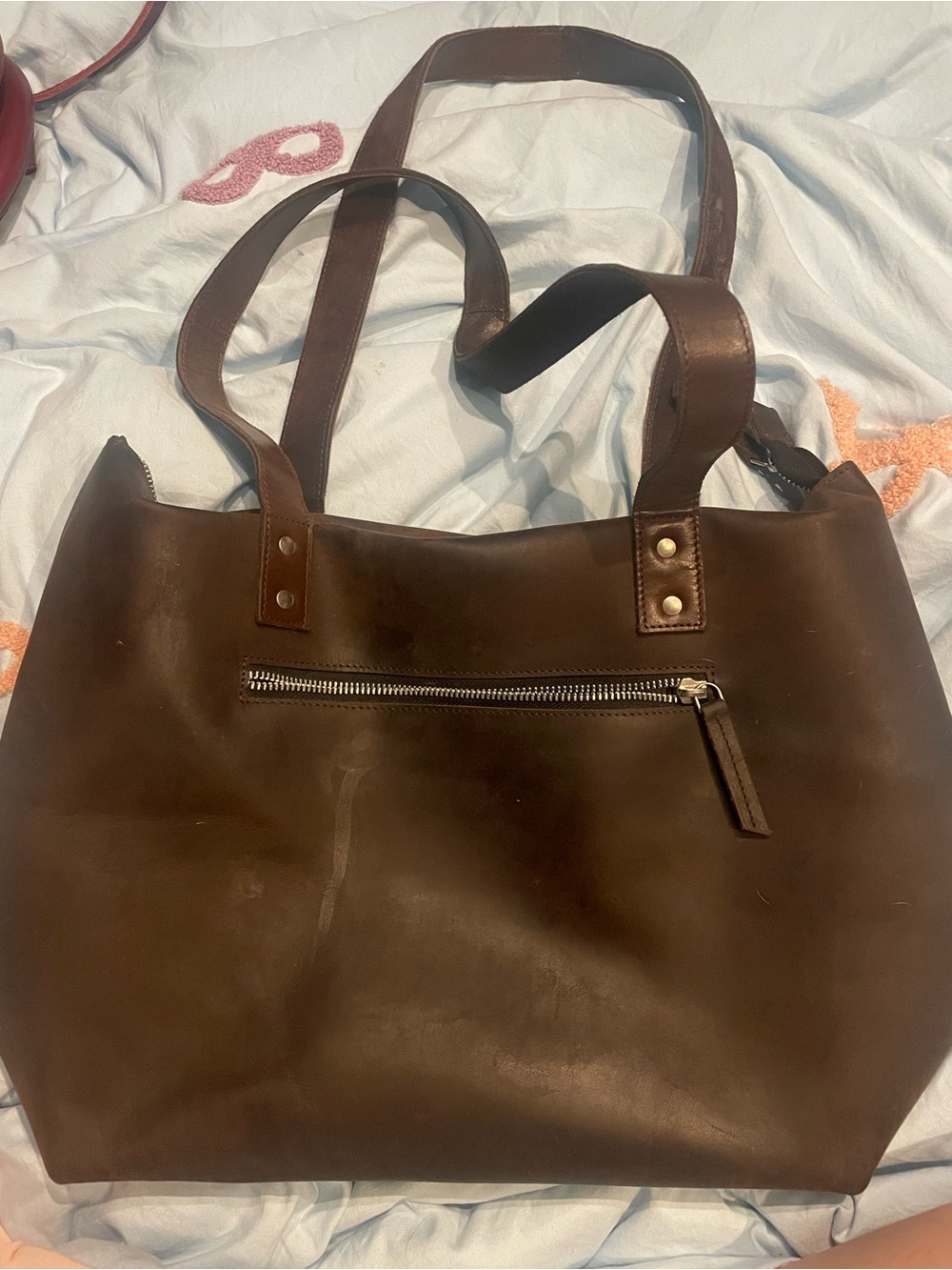 Classic Brown Leather Tote Bag - Stylish Everyday Carry